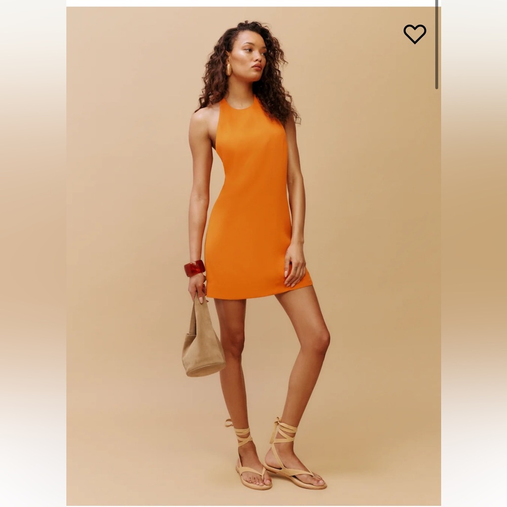Reformation Orange Halter Sheath Mini Dress